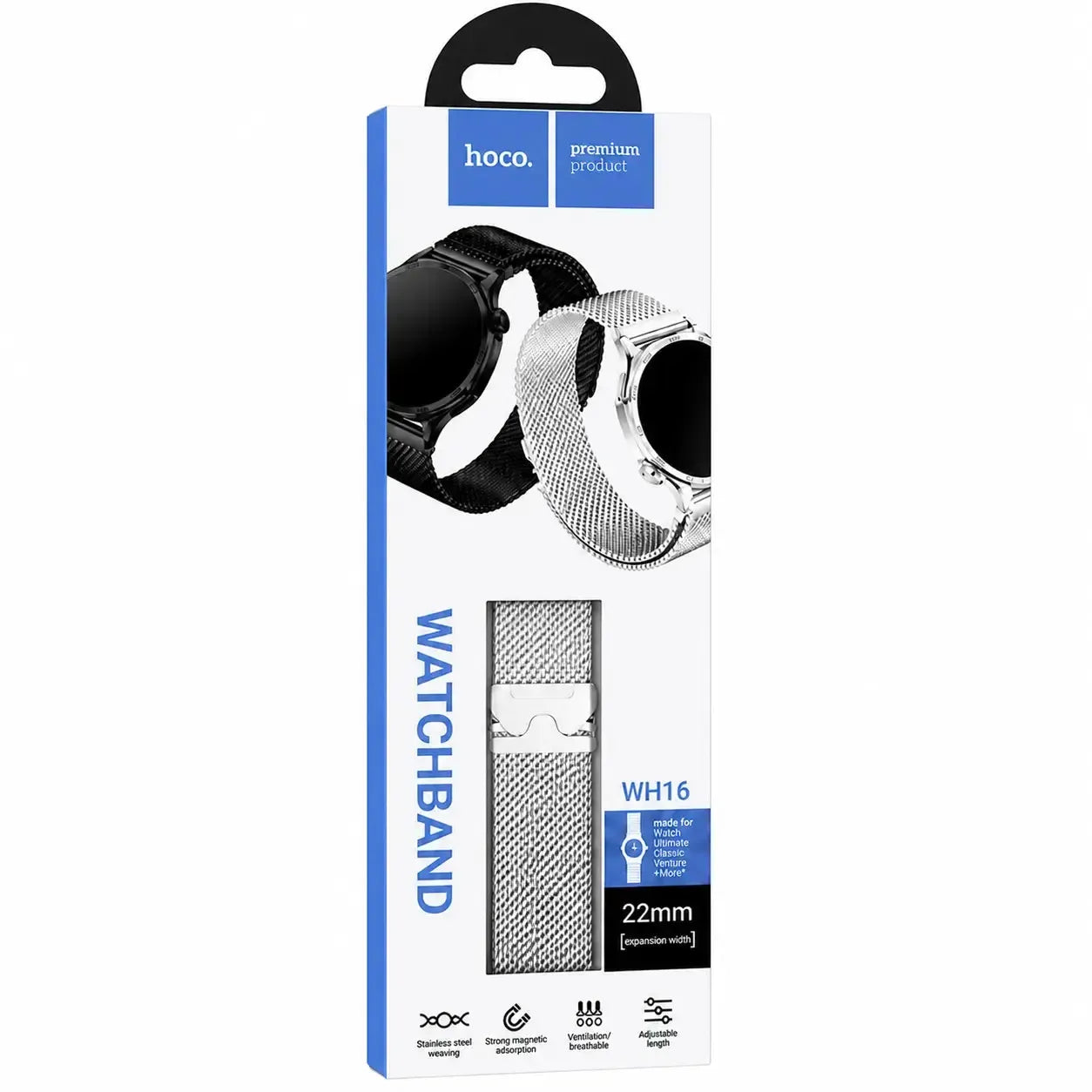 Hoco WH16 Precioso Series Magnetic Milanese Steel Strap 22mm Silver