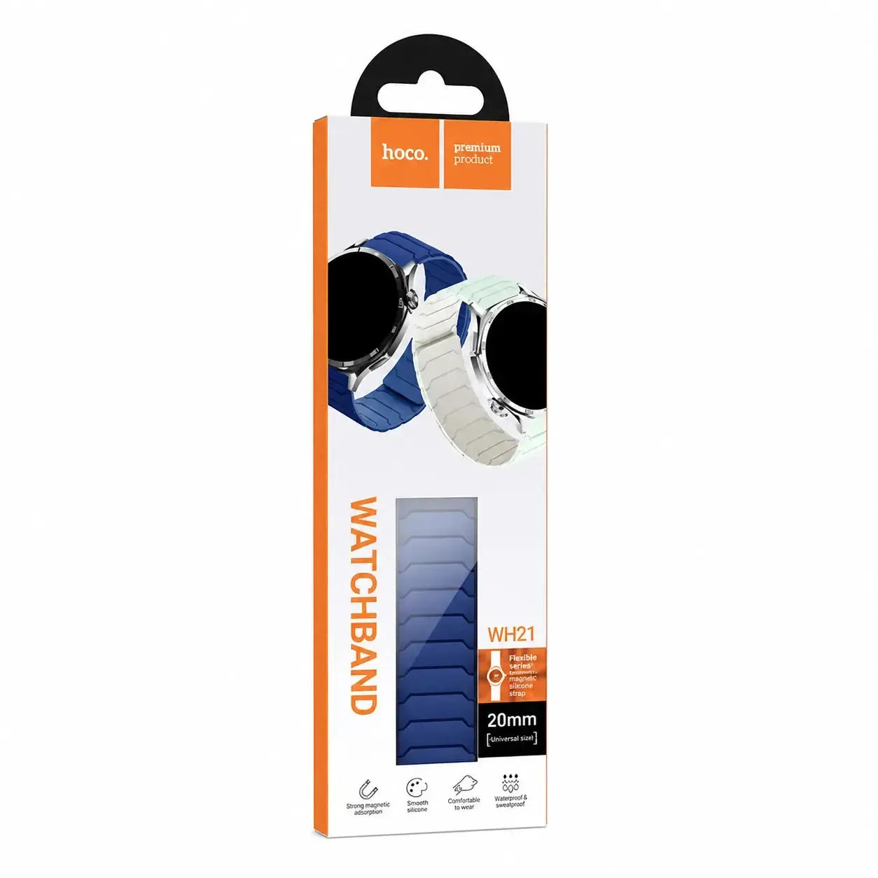Hoco WH21 Flexible Series Magnetic Silicone Strap 20mm Deep Blue & Light Blue