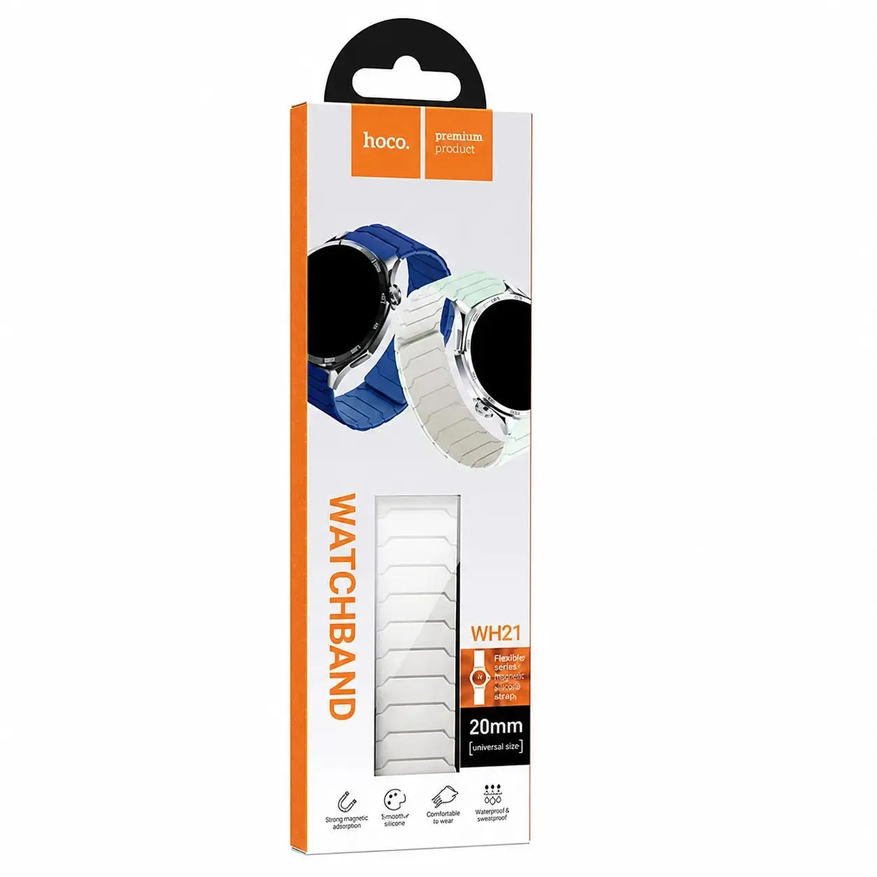 Hoco WH21 Flexible Series Magnetic Silicone Strap 20mm Starlight & Orange