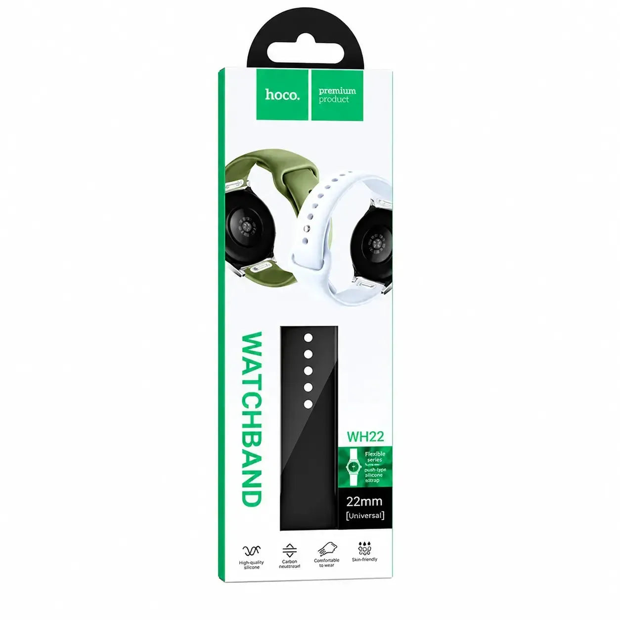 Hoco WH22 Flexible Series Push-Type Silicone Strap 22mm Black