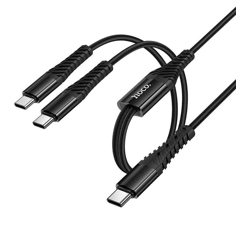 Hoco X123 Victory 2 In 1 Charging Cable C To C And C Black