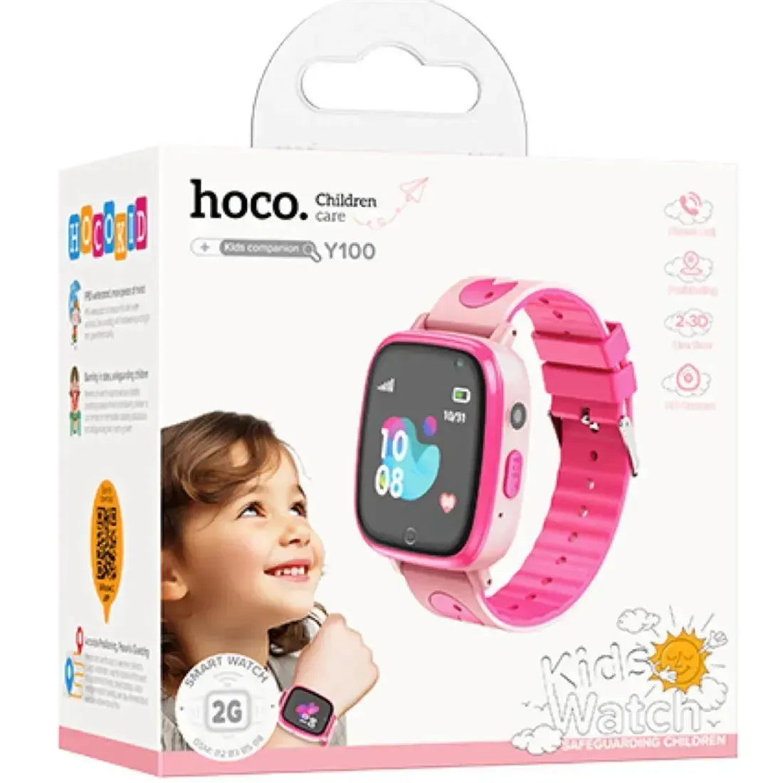 Hoco Y100 Real Time Monitor Kids Watch With Call Function Pink