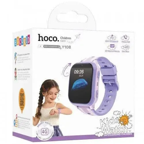 Hoco Y108 4G Kids Sim Card Smart Watch Purple
