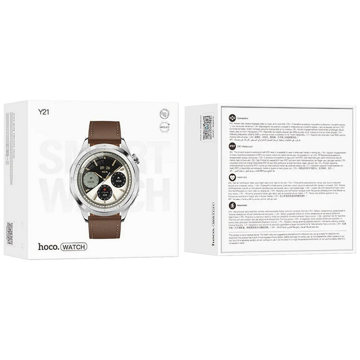 Hoco Y21 AMOLED Smart Sports Watch Call Version Silver
