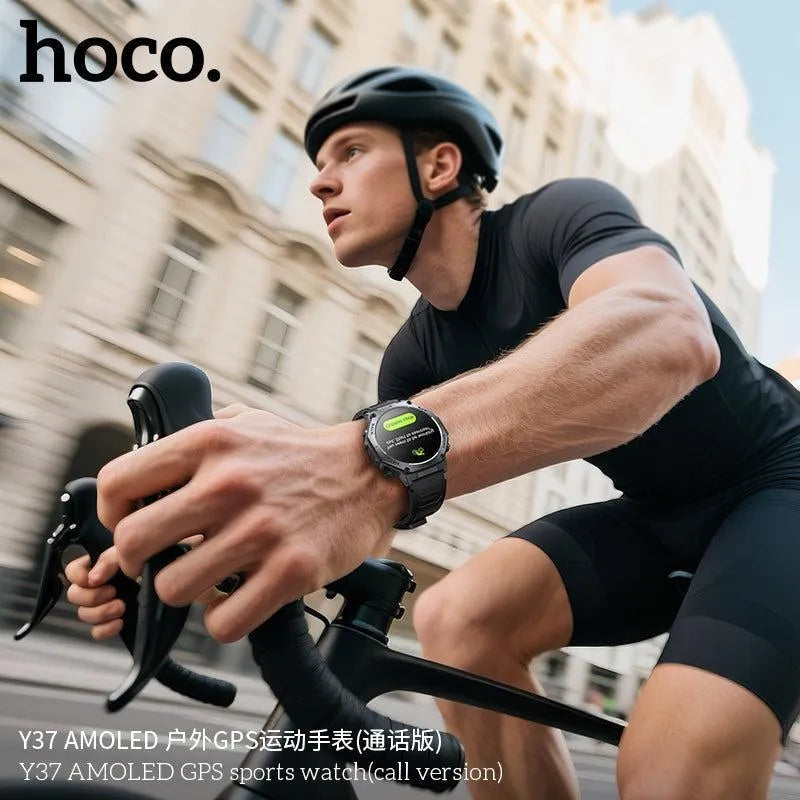 Hoco Y37 AMOLED Multi-GNSS Built-IN GPS Sports Watch Call Version Black