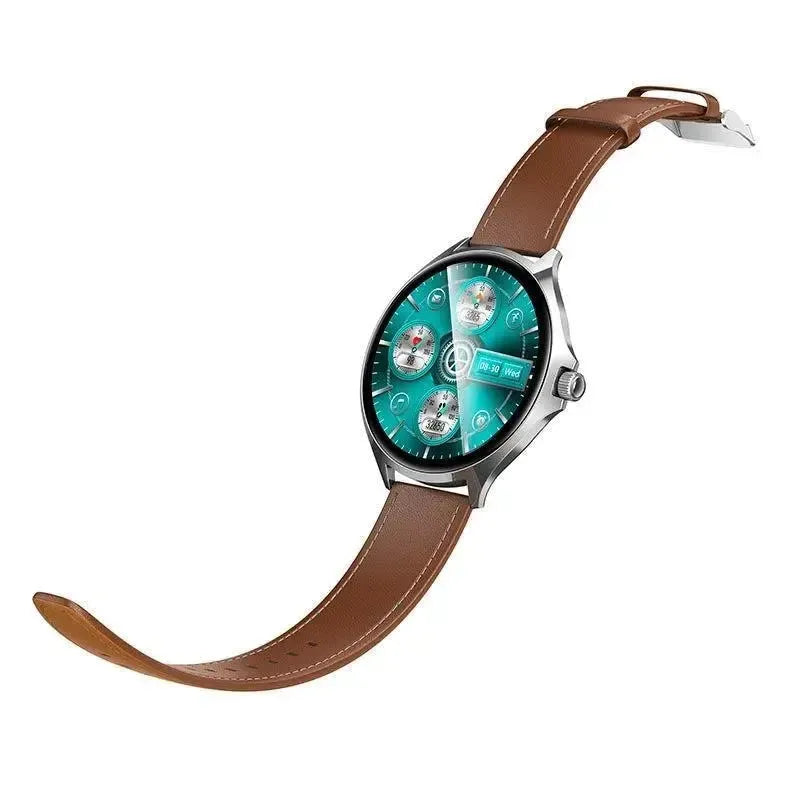 Hoco Y39 Leather Strap Smart Watch Call Version Silver