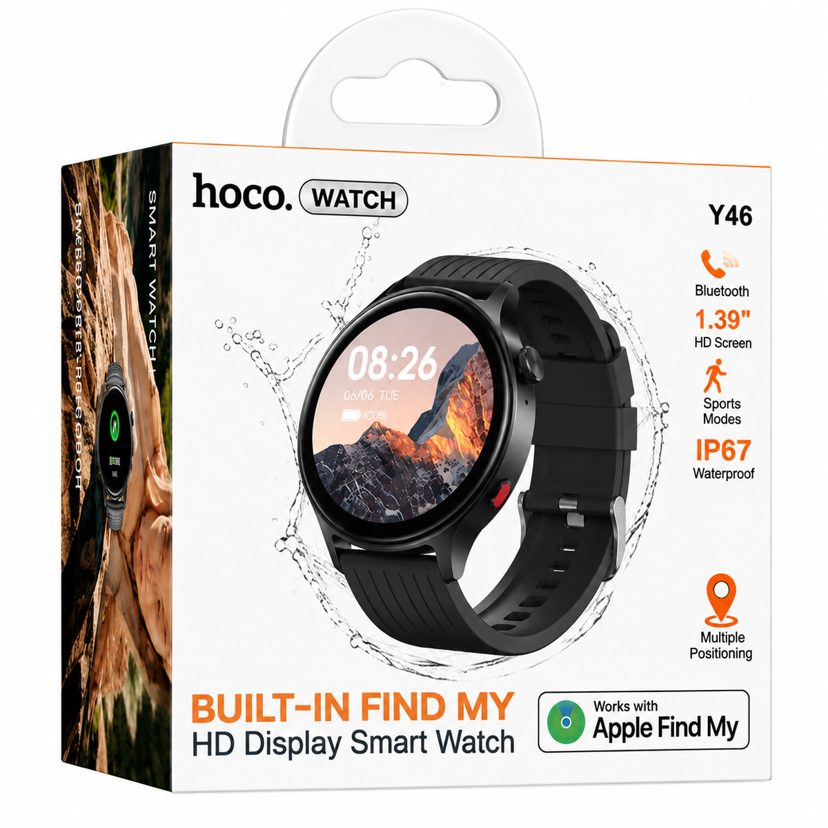 Hoco Y46 Built-In Apple Find My Bt Calling Smart Watch Black