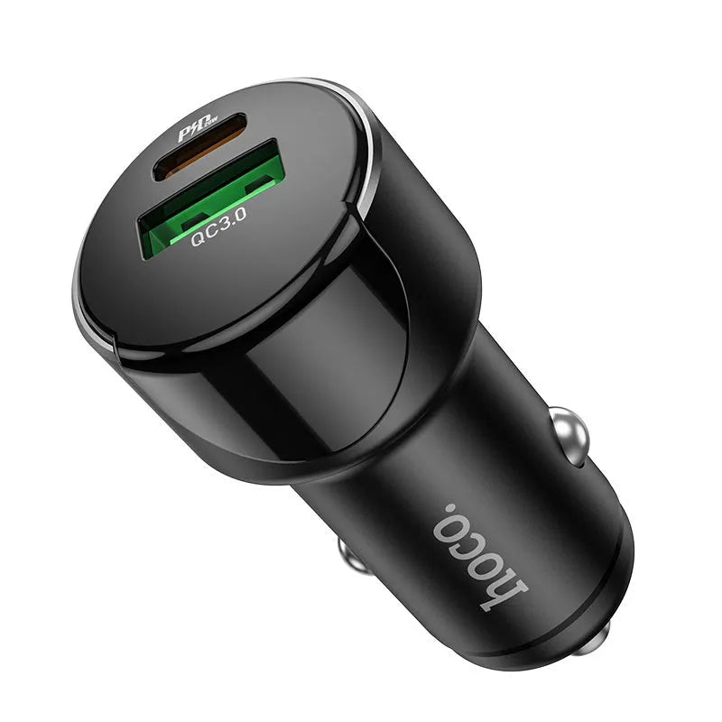 Hoco Z42 Light Road Dual Port (PD20W + QC3.0) Digital Display Car Charger Black