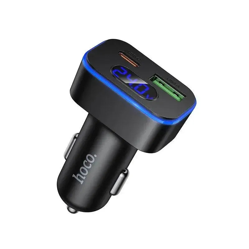Hoco Z63B Barry 48W Dual Port PD 30W / QC 3.0 Digital Display Car Charger Black