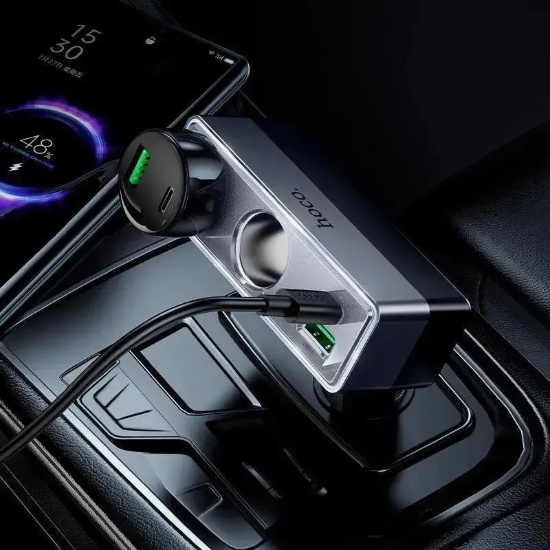 Hoco Z65B Smart Dual Cigarette Lighter PD48W / 1A1C Car Charger Black