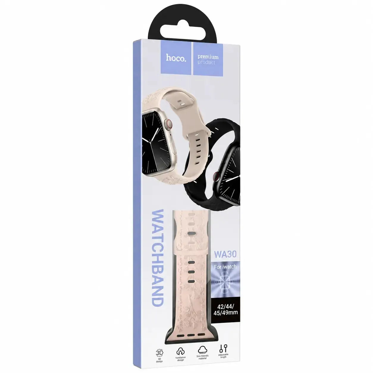 Hoco iWatch WA30 Flexible Series 3D Solid Color Silicone Strap 42 / 44 / 45 / 49mm Powder Sand