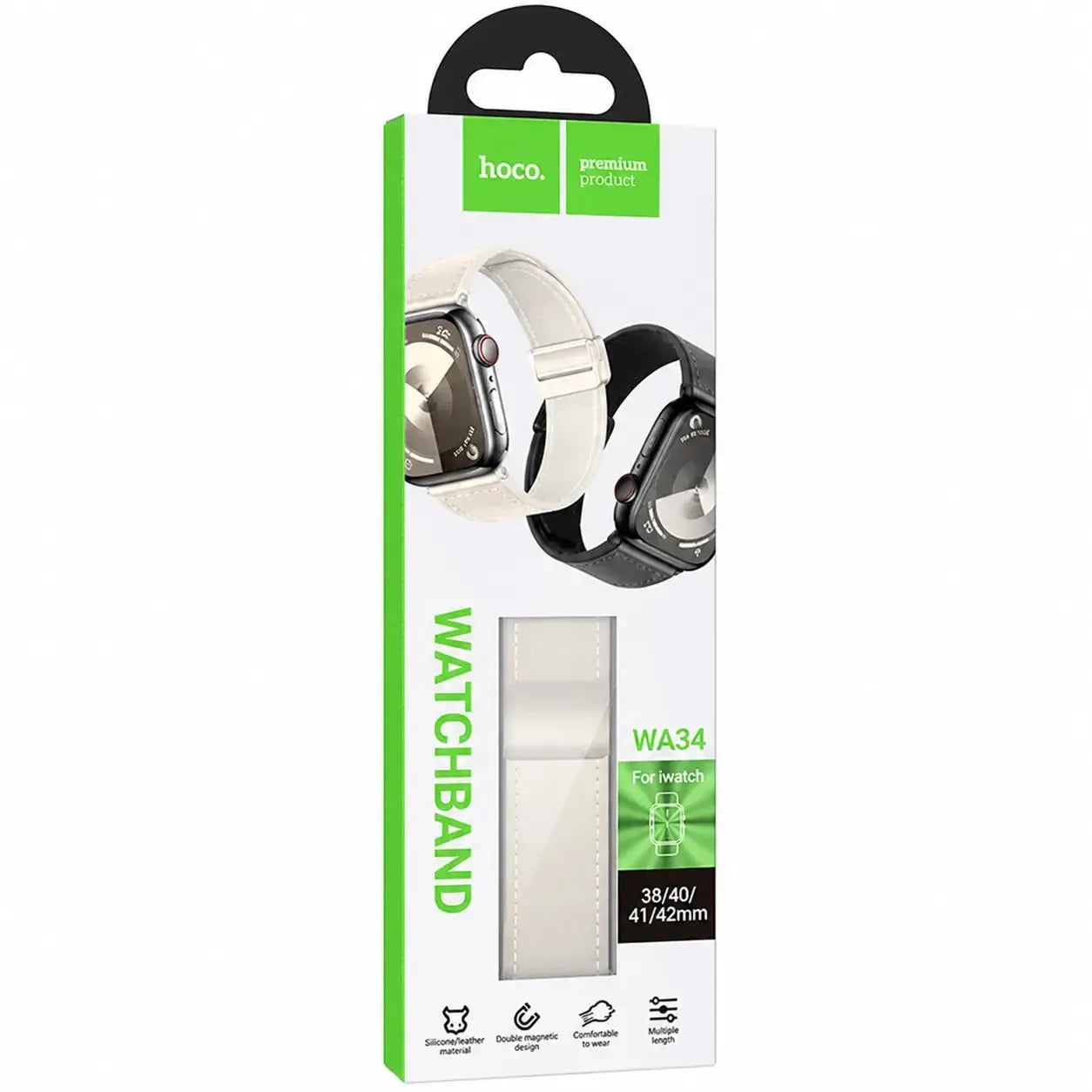 Hoco iWatch WA34 Basic Series Two-Section Double Magnetic Buckle Silicone Leather Strap 38 / 40 / 41 / 42mm Star Colour