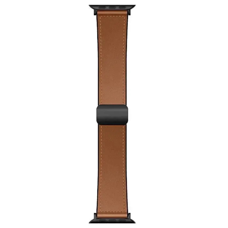 Hoco iWatch WA34 Basic Series Two-Section Double Magnetic Buckle Silicone Leather Strap 44 / 45 / 46 / 49mm Brown