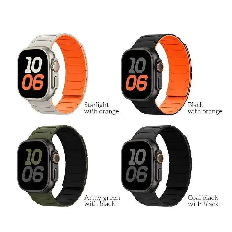 Hoco iWatch WA39 Flexible Series Magnetic Silicone Strap 44 / 45 / 46 / 49mm Black & Orange