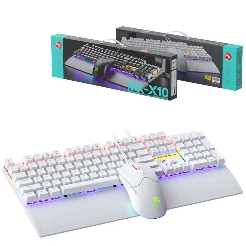 IMICE MK-X10 Wired Mechanical Keyboard Blue Switch And Mouse Set White