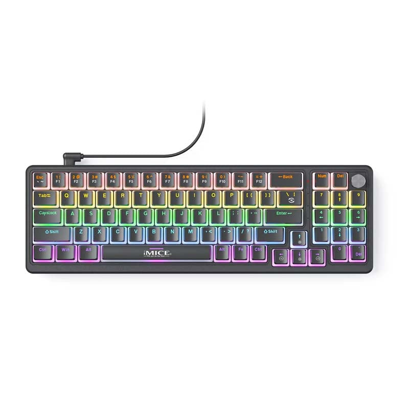 IMICE GK-100 77 Key RGB Mechanical Gaming USB-C Wired Keyboard Black