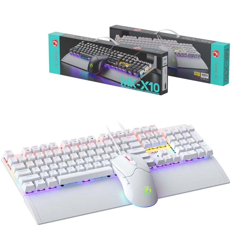IMICE MK-X10 Wired Mechanical Keyboard Blue Switch And Mouse Set White