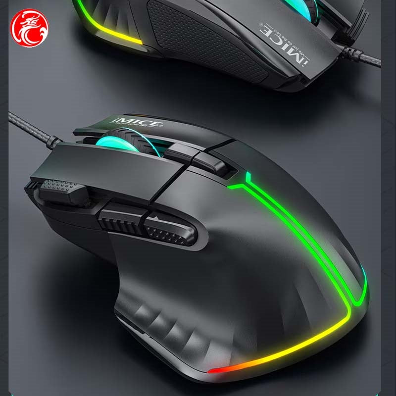 IMICE T50 6 Speed 12800 DPI 8 Key Wired Gaming Mouse Black