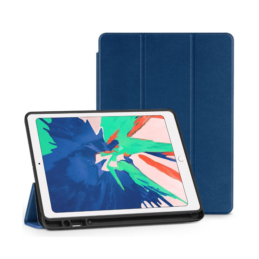 For Apple iPad 10th Gen 10.9 2022 Tri Fold Pen Slot Wallet Case Navy-www.firsthelptech.ie