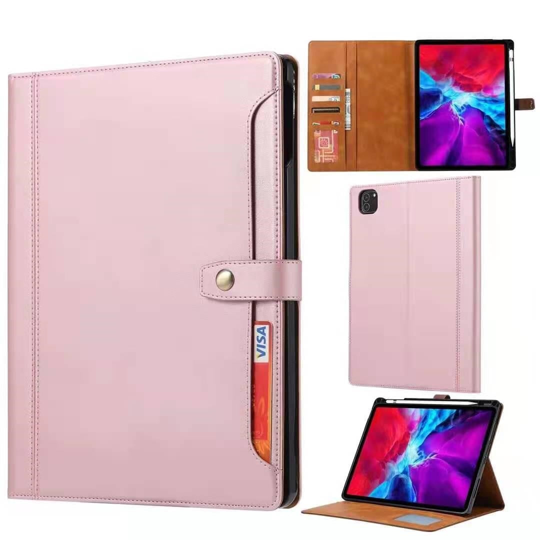 For Apple iPad 10th Gen 10.9 2022 Aokus Stitched Premium Wallet Case Pink