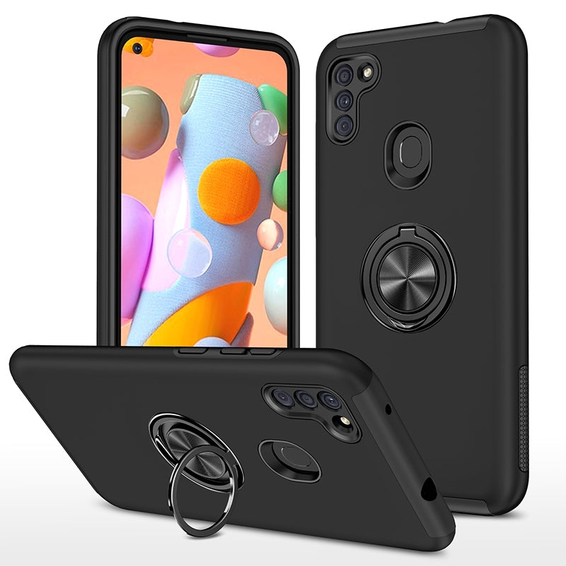 For Apple iPhone 11 (6.1'') Dual Layer Invisible Ring Case Black