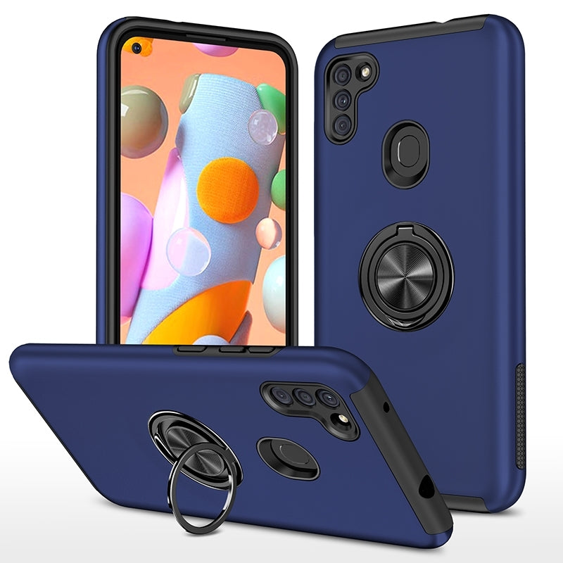 For Apple iPhone 11 (6.1'') Dual Layer Invisible Ring Case Blue