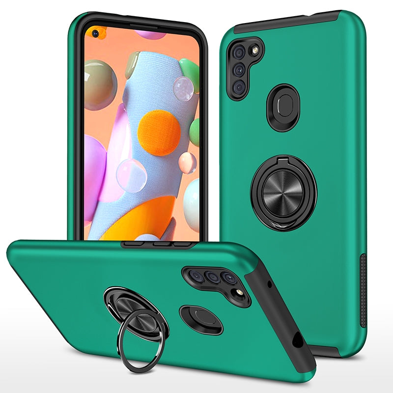 For Apple iPhone 11 6.1 Dual Layer Invisible Ring Case Green