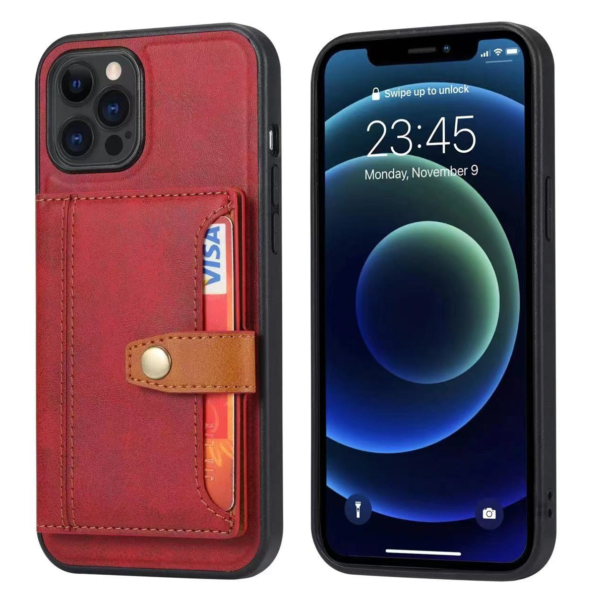 For Apple iPhone 11 Premium Aokus Card Pack Wallet Case Red