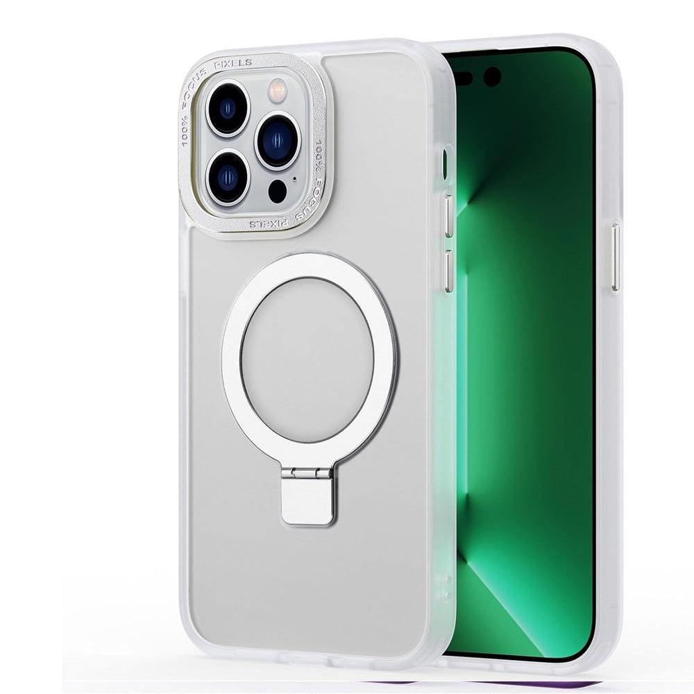 For Apple iPhone 11 Pro Max Skin-Feel Magsafe Ring Stand Case White-www.firsthelptech.ie