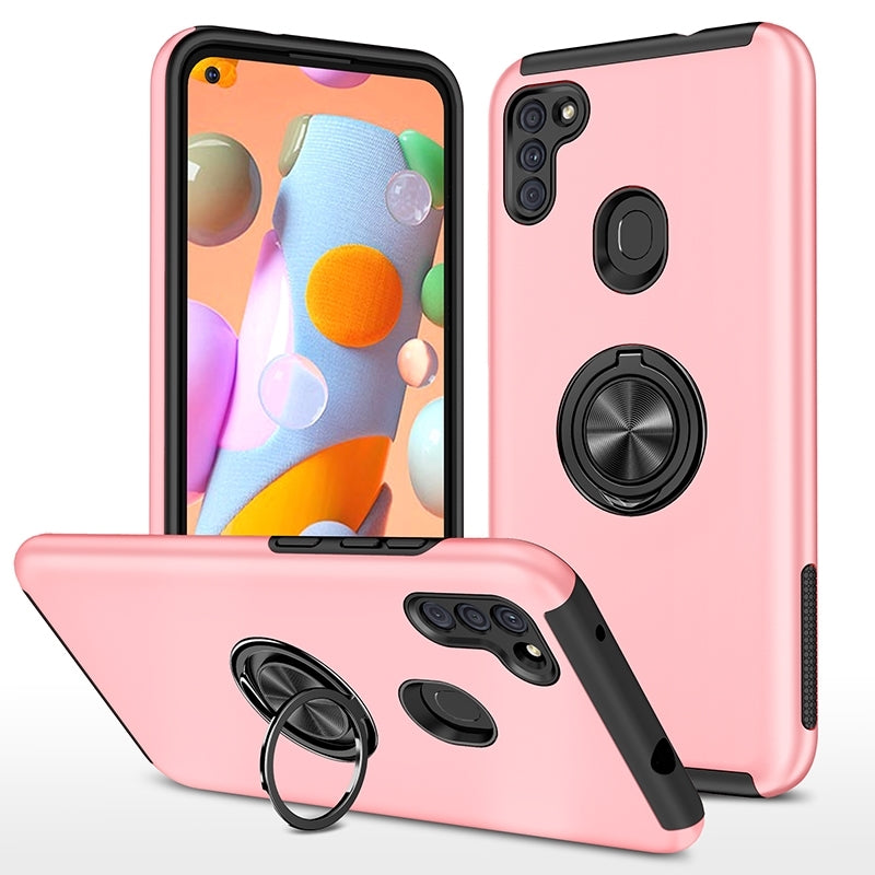 For Apple iPhone 12 Pro (6.1") Dual Layer Invisible Ring Case Pink