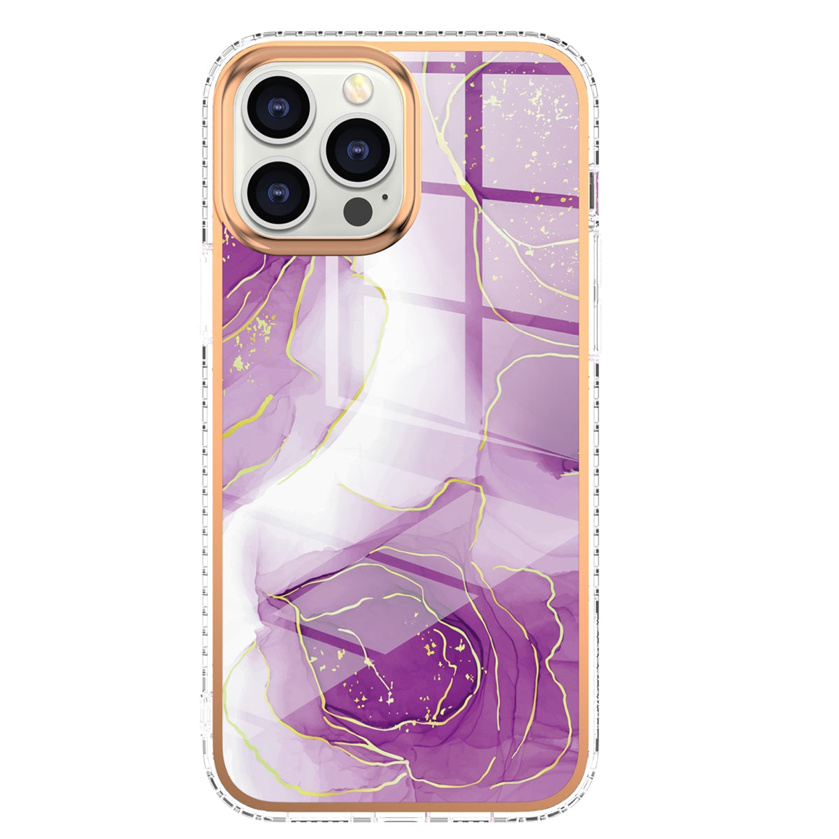 For Apple iPhone 12 Pro Max Premium Marble Case Purple Flower-www.firsthelptech.ie