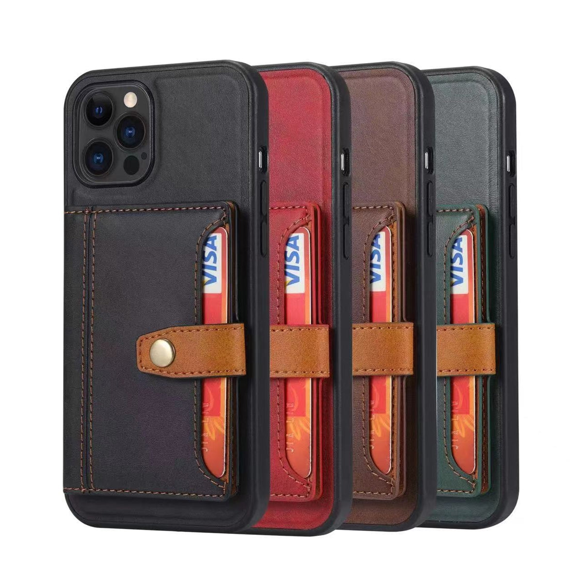 For Apple iPhone 13 Premium Aokus Card Pack Wallet Case Brown