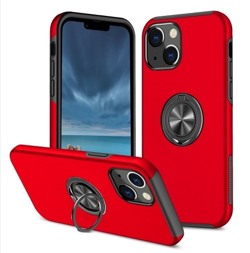 For Apple iPhone 13 Mini Dual Layer Invisible Ring Case Red