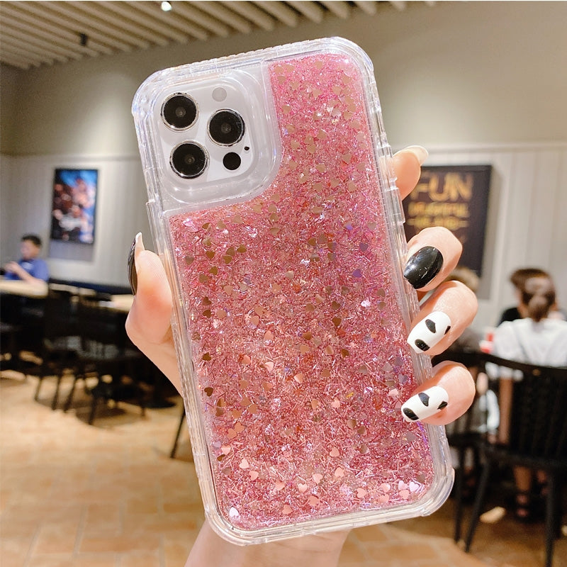 For Apple iPhone XR Gradient Glitter Transparent Case Pink