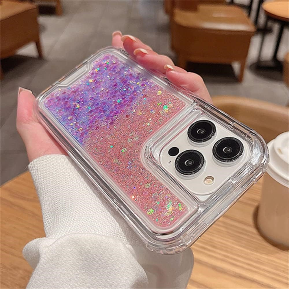For Apple iPhone 14 Plus Gradient Glitter Transparent Case Purple