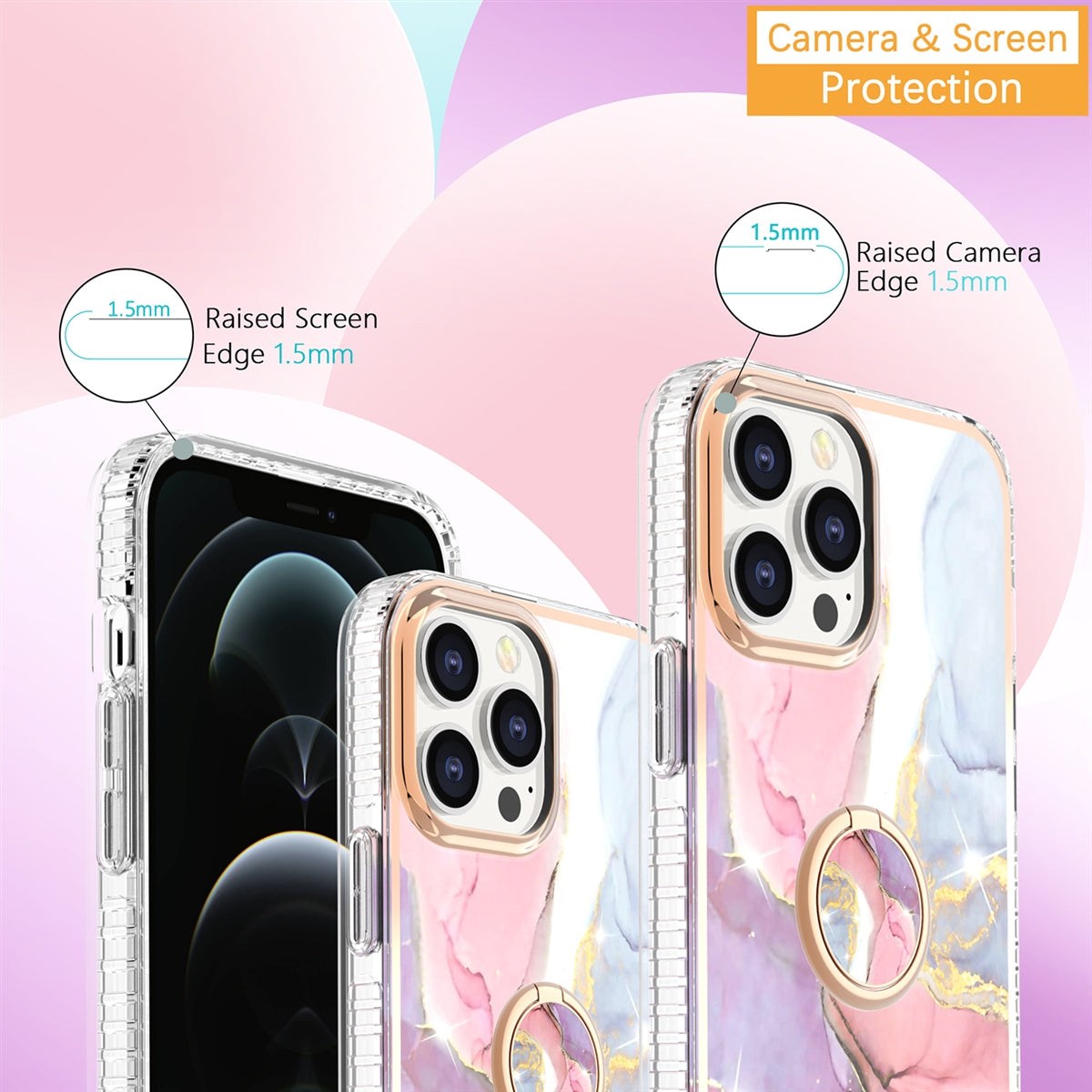 For Apple iPhone 14 Premium Marble Case Pink-www.firsthelptech.ie