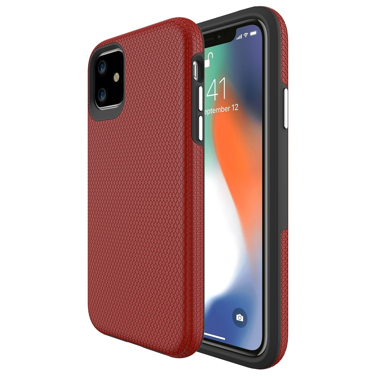 For Apple iPhone 15 Dotted Shockproof Hybrid 2 in 1 Case Red