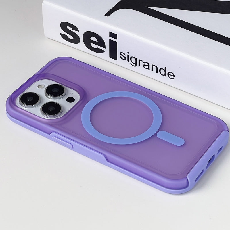 For Apple iPhone 15 Plus Magnetic Magsafe Symmetry Silicone Case Purple