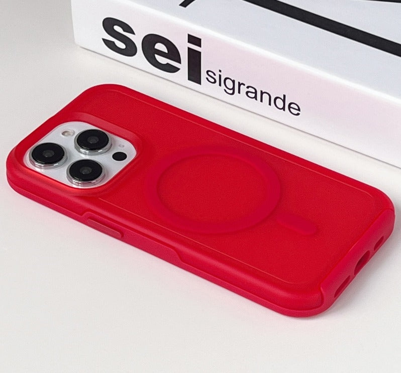 For Apple iPhone 15 Plus Magnetic Magsafe Symmetry Silicone Case Red