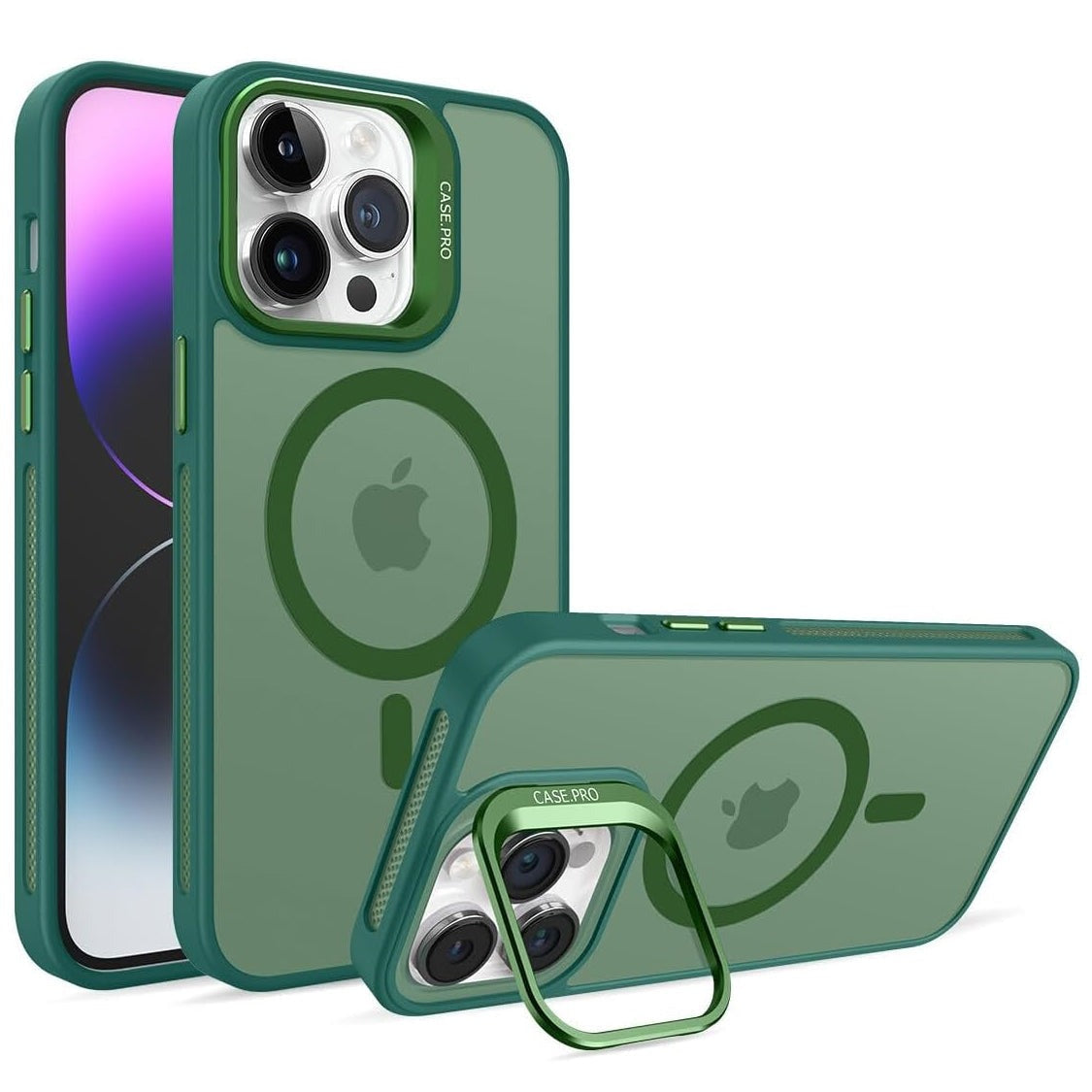 For Apple iPhone 11 Skin-Feel Camera Lens Holder Magsafe Case Green-www.firsthelptech.ie