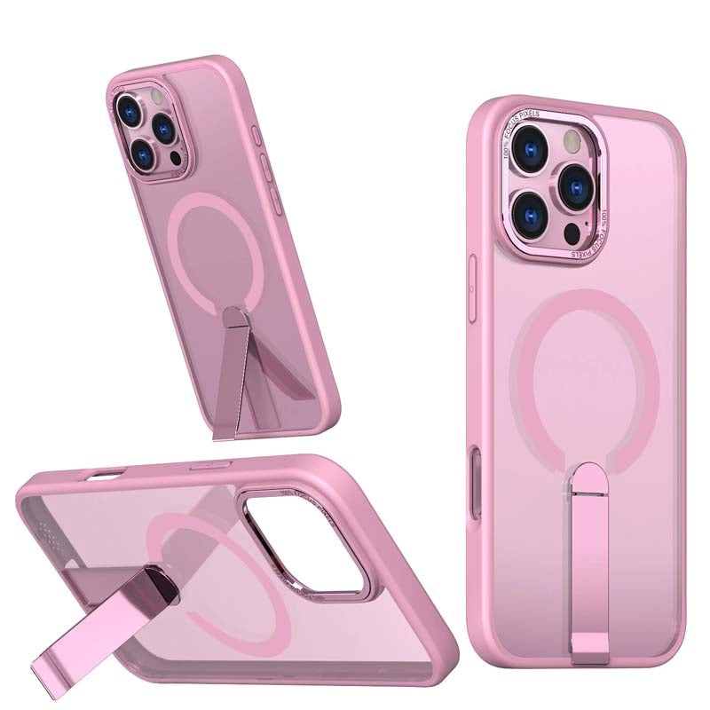 For Apple iPhone 16E Premium N52 Magsafe Magnetic Case With Stand Pink
