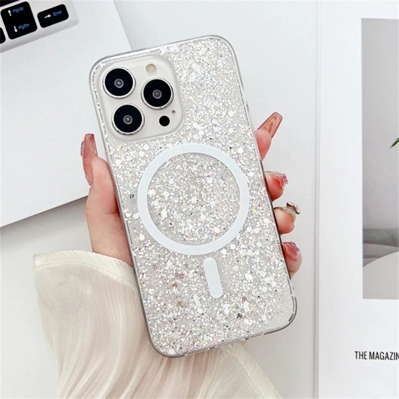 For Apple iPhone 16E Symmetry Magsafe Glitter Case Silver
