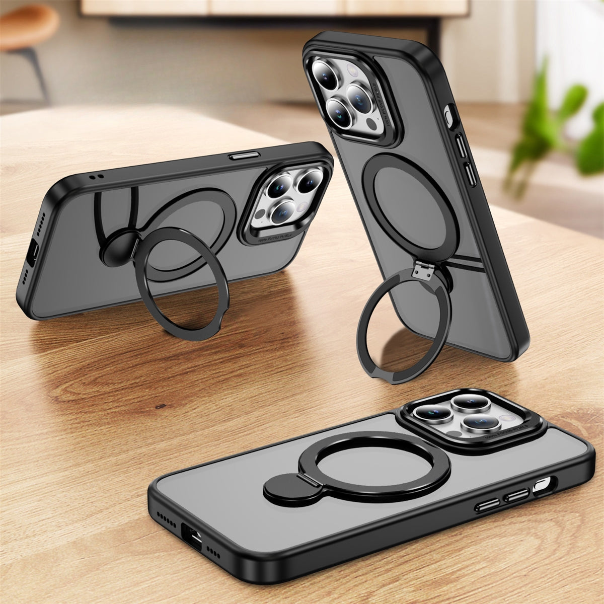 For Apple iPhone 12 / 12 Pro Udbasto Series Magsafe Ring Case Black