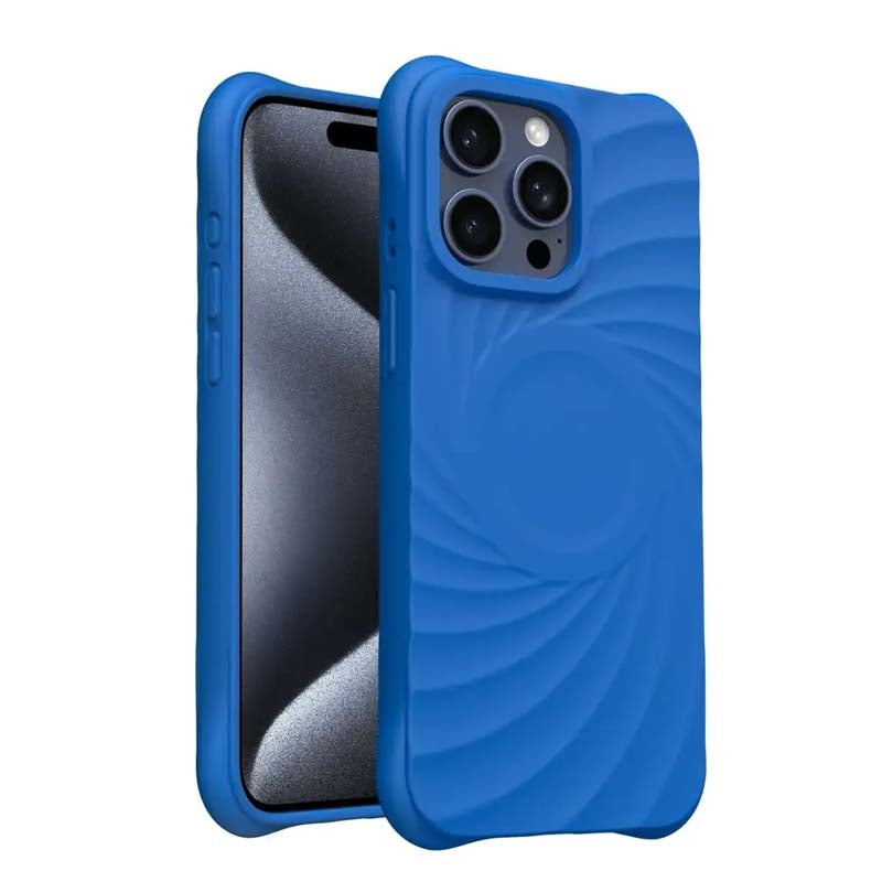 For Apple iPhone 16 Ripple Liquid Silicon With Magsafe Case Blue