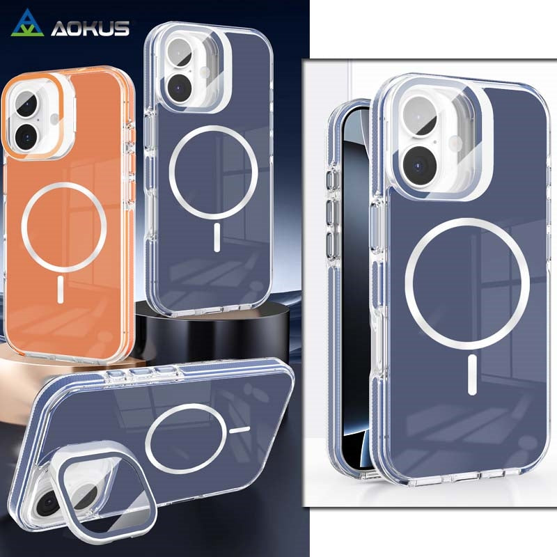 For Apple iPhone 17 Pro Macaron Magsafe Case With Camera Stand Blue