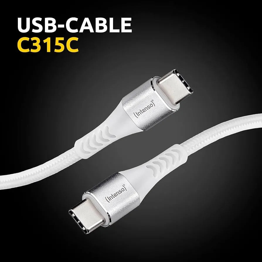 Intenso A315C Nylon Braided USB-C To C Cable 1.5m 60W White