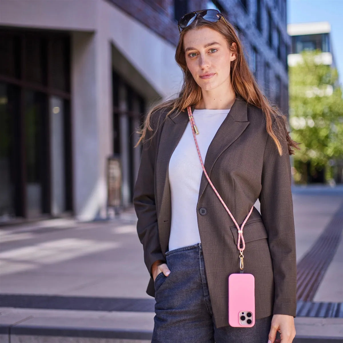 Intenso Nylon USB C-C Cell Phone Charging Lanyard 1.6m 60W Pink