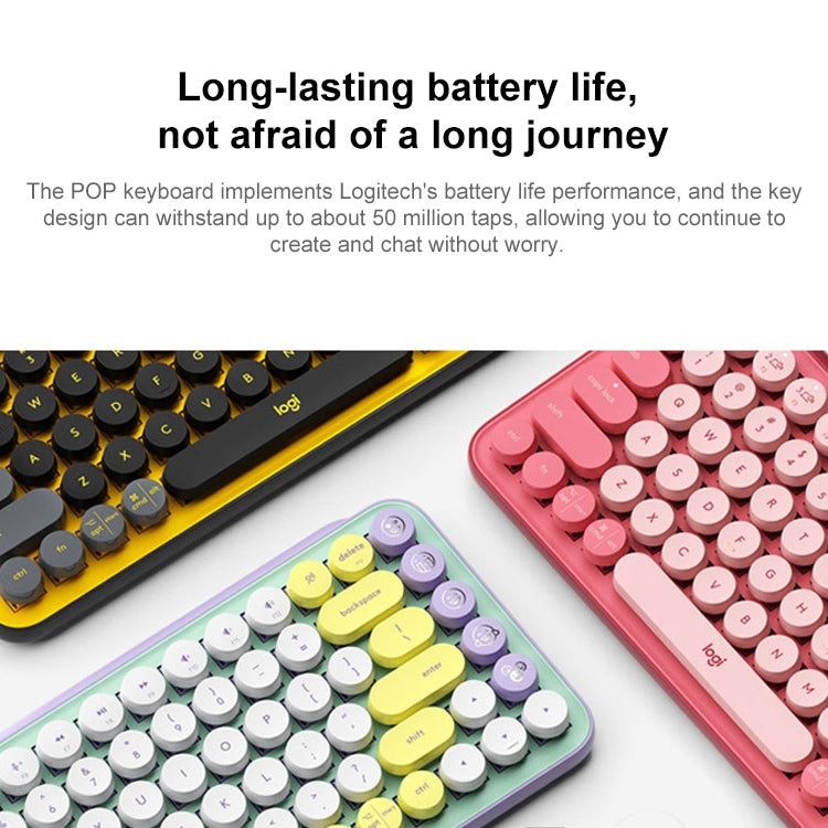 Logitech POP KEYS Round Button Bluetooth Mechanical Keyboard - Pink-www.firsthelptech.ie