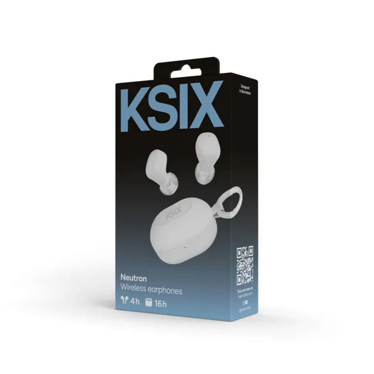 KSIX NEUTRON Wireless Earphones 20H Battery Calls Compact Calls USB-C White