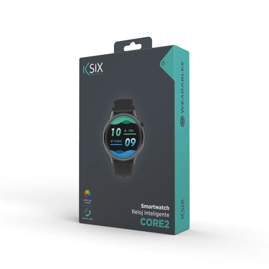 Ksix Core 2 Smartwatch, AMOLED Display 1.43’ Black